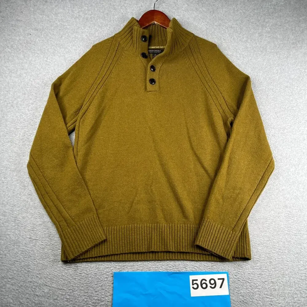 Banana Republic Italian Yarm Knit Sweater Mens Medium Tall Casual Brown Wool